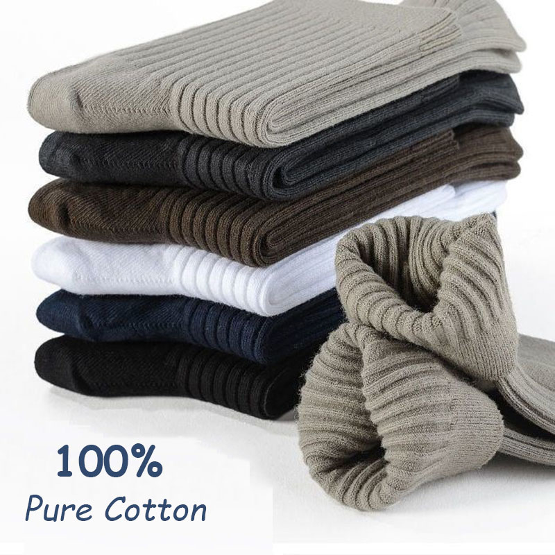 Chaussettes-en-pur-coton-pour-hommes-respirantes-absorbant-la-transpiration-d-pistolet-ant-document-solide-affaires