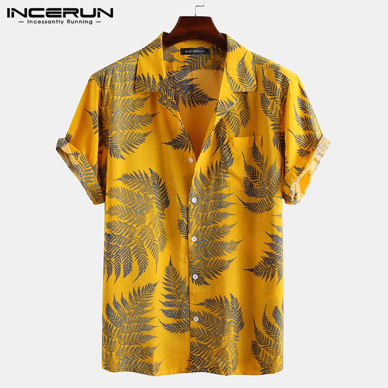 Chemise motif feuilles tropicales pour hommes