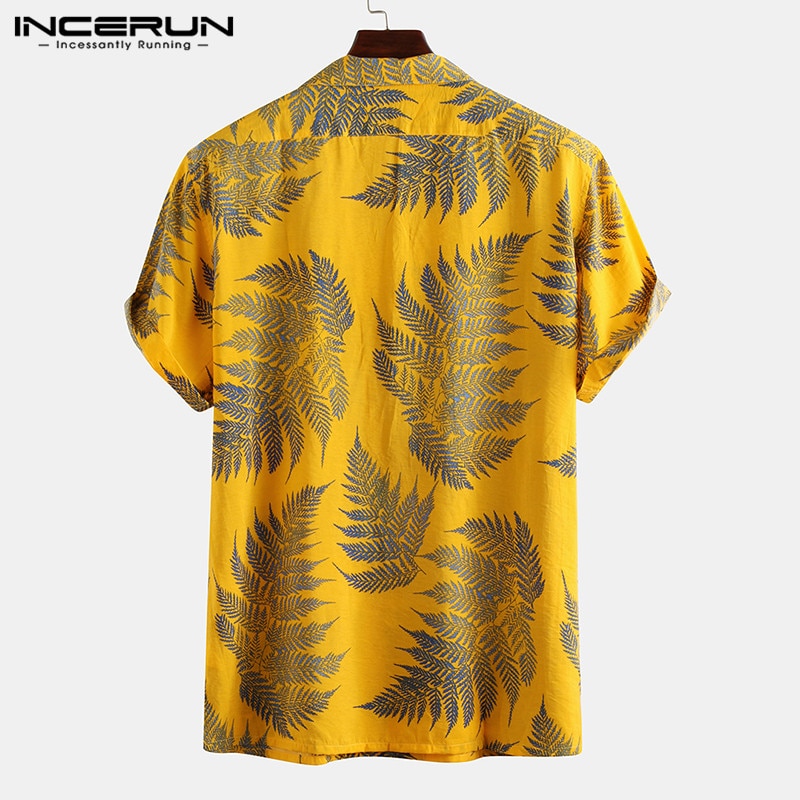 INCERUN-hommes-manches-courtes-revers-imprim-chemise-motif-feuille-tropicale-chemise-fleurs-d-contract-t-hawa