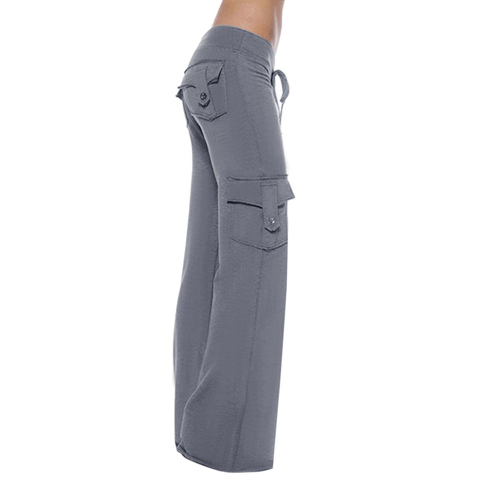 Pantalon-Cargo-jambes-larges-pour-femmes-ample-multi-poches-boutons-cordon-de-serrage-d-contract-Yoga