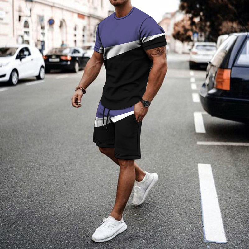 T-shirt-manches-courtes-et-short-pour-hommes-d-contract-imbib-pissage-imprim-3D-simple-nouvelle
