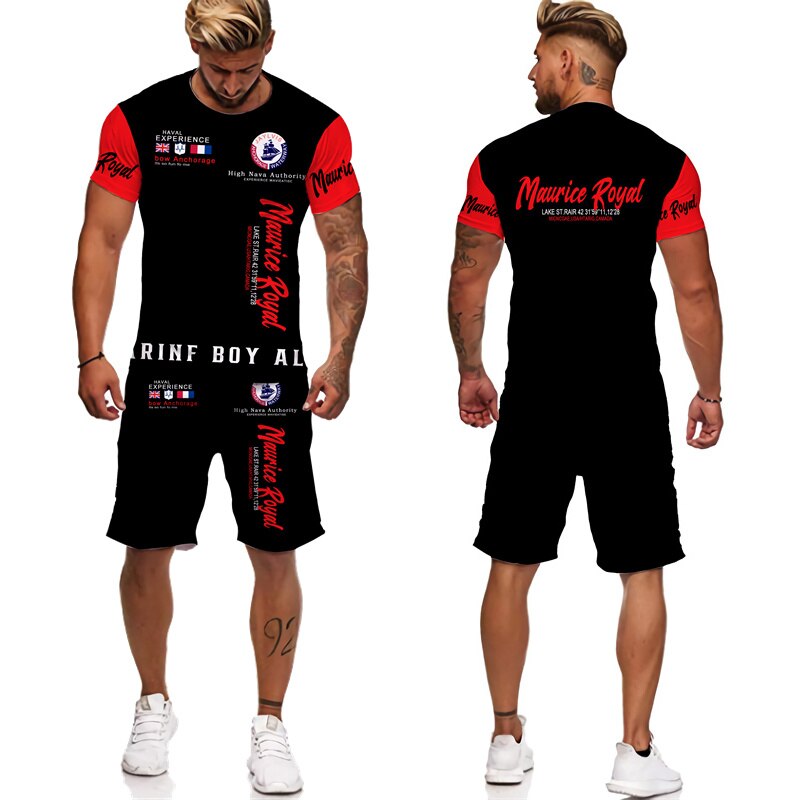 Surv-tement-2-pi-ces-imprim-lettre-pour-hommes-t-shirts-shorts-ensembles-t-shirts-d