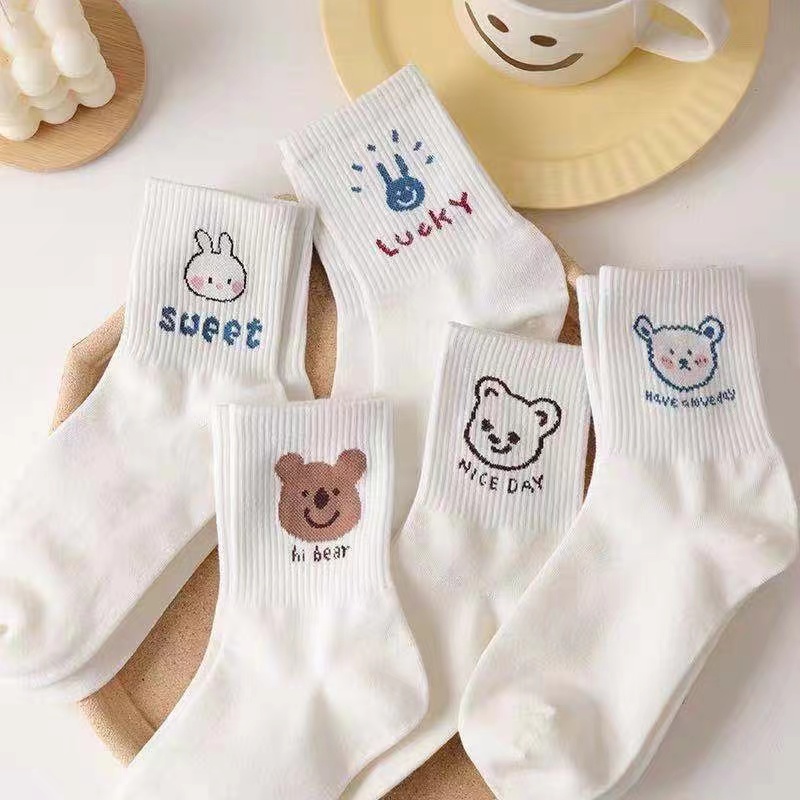 Chaussettes-courtes-en-coton-pour-femmes-et-filles-chaussettes-pliantes-ours-de-barre-de-dessin-anim