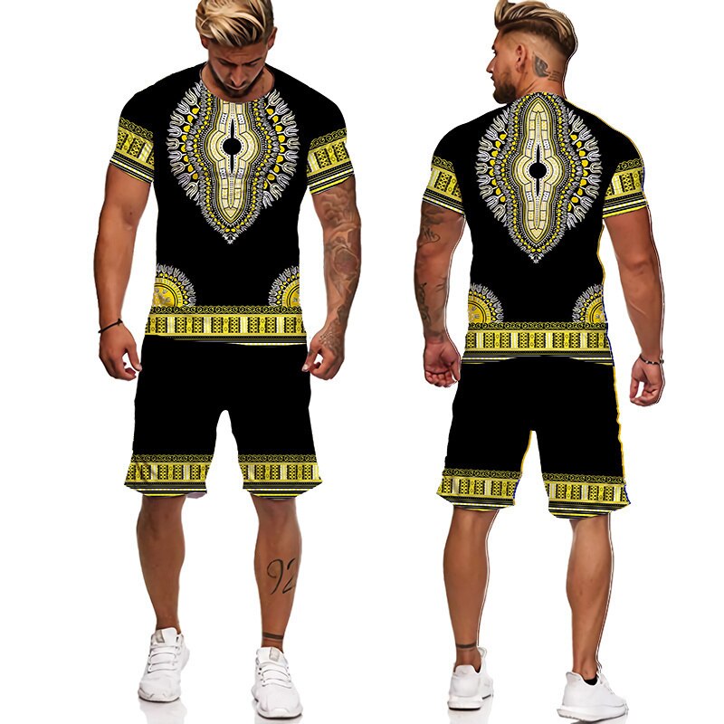Surv-tements-d-t-imprim-africain-3D-pour-hommes-ensemble-de-Sport-surdimensionn-Style-Vintage-t