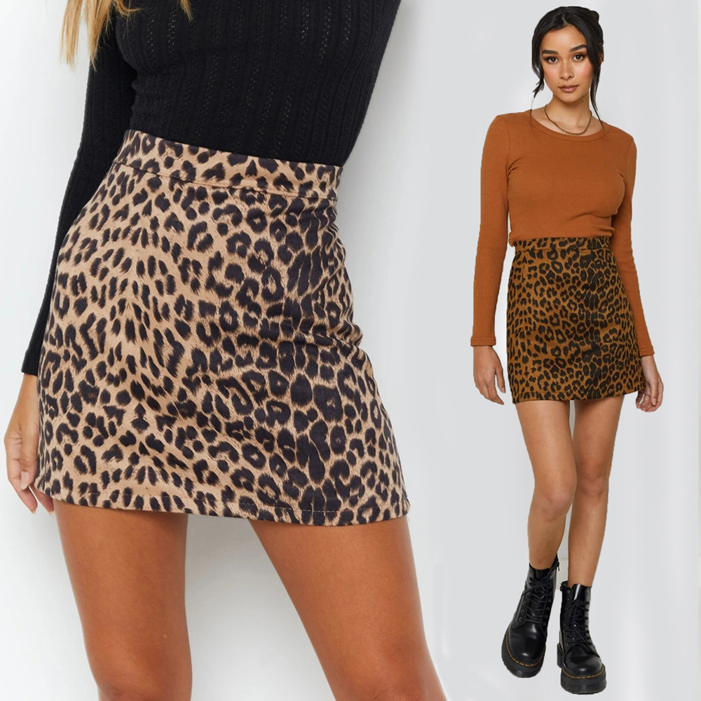 Mini jupe motif léopard pour femme