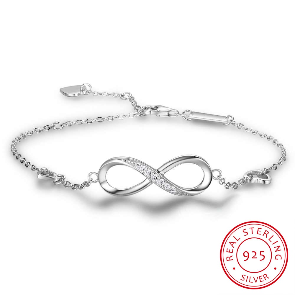 Bracelets infinity en argent Sterling 925 pour femmes