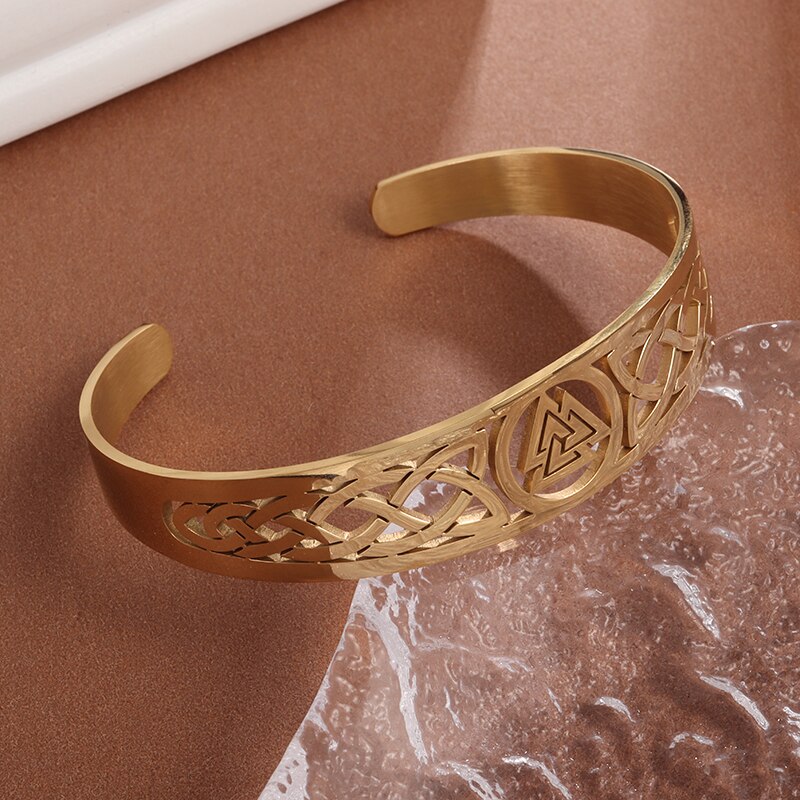 Bracelet-en-acier-inoxydable-r-glable-pour-hommes-et-femmes-amulette-n-ud-celtique-classique-bijoux