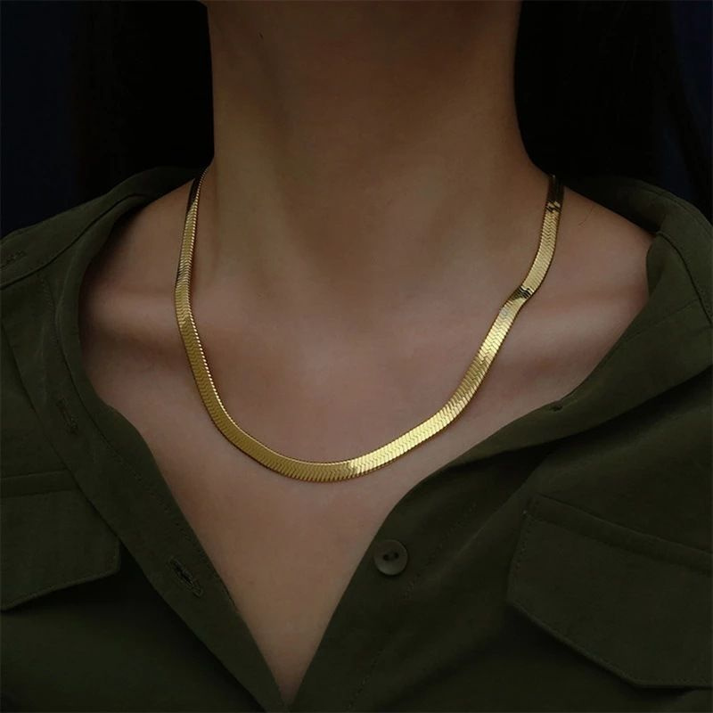 Collier-cha-ne-plate-en-argent-regard-925-pour-femme-or-18-carats-bijoux-fins-de