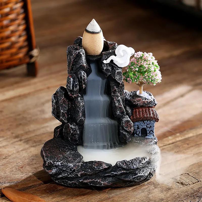 Br-leur-d-encens-cascade-reflux-en-r-sine-bougie-fum-e-tour-innovante-bois-de