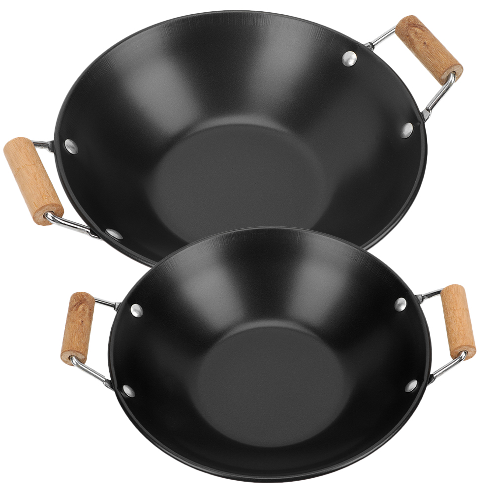 Woks de cuisine en métal avec poignées