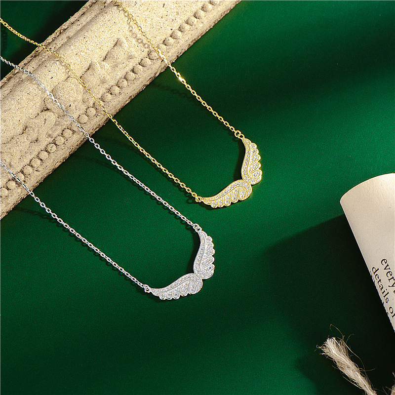 Colliers en argent S925 avec pendentif ailes d\'ange pour femme