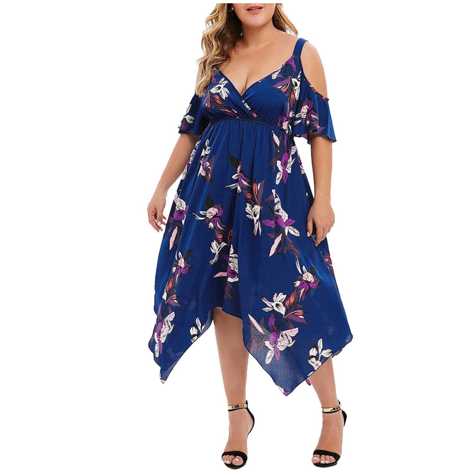 Robe-imprim-floral-Boho-col-en-V-vintage-rond-t-pour-femmes-l-gante-Off-initi