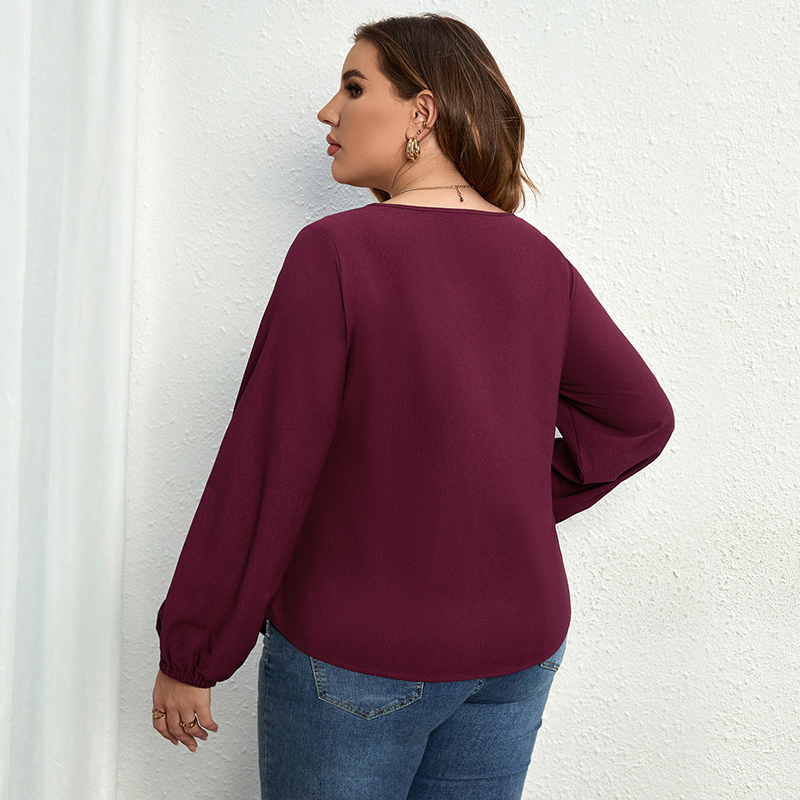 Della-Mel-Chemisiers-manches-longues-et-col-rond-pour-femmes-v-tements-pour-femmes-monochromatique-l