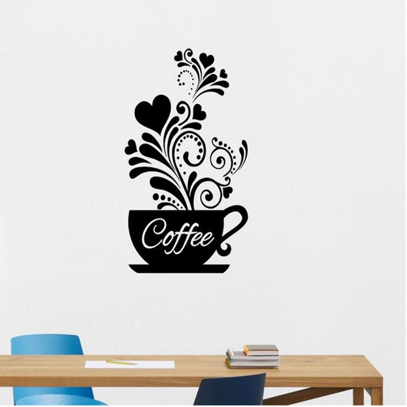 Autocollant-mural-cr-atif-de-vigne-de-fleur-tasse-de-caf-pour-caf-Restaurant-d-coration