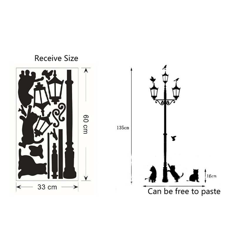 Lampe-de-prairie-populaire-bricolage-cr-atif-autocollant-mural-de-chat-et-d-oiseaux-papier-peint