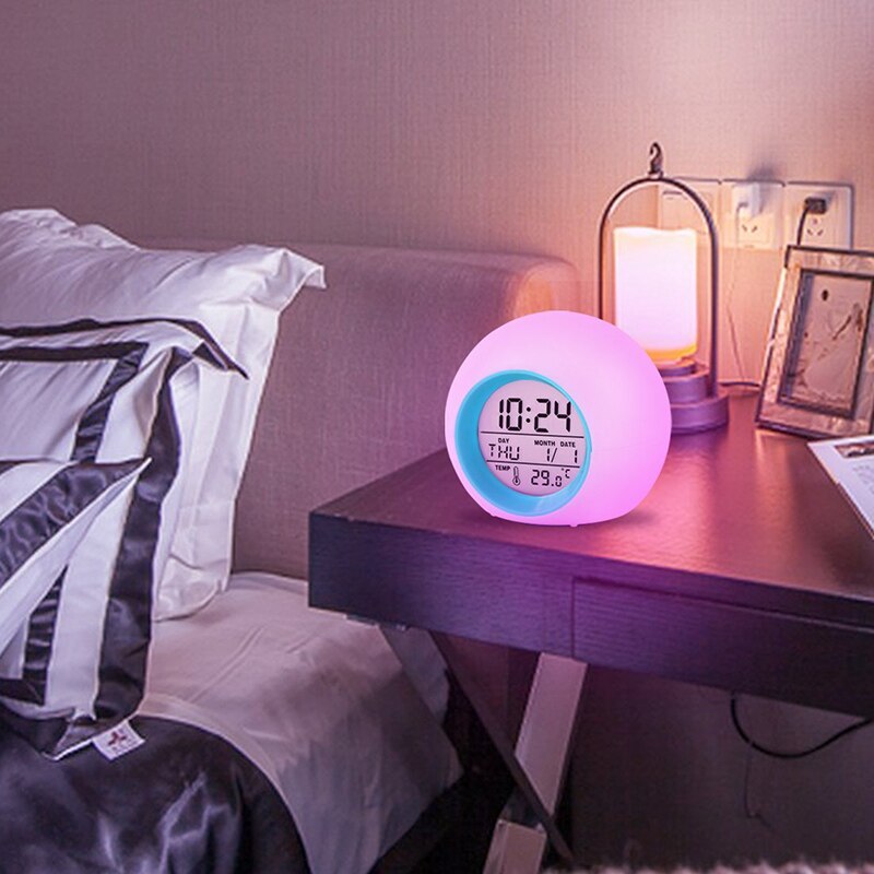 Réveil numérique lumières LED rondes colorées