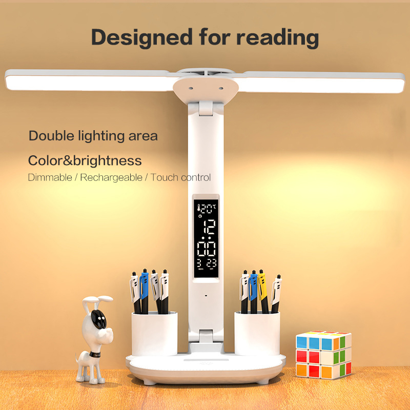 Lampe-de-bureau-LED-double-t-te-avec-chargement-USB-gradation-tactile-cran-LCD-pliant-veilleuse