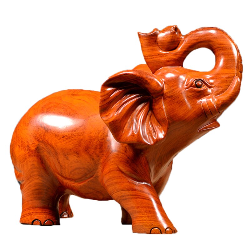 Éléphant en bois massif sculpté à la main