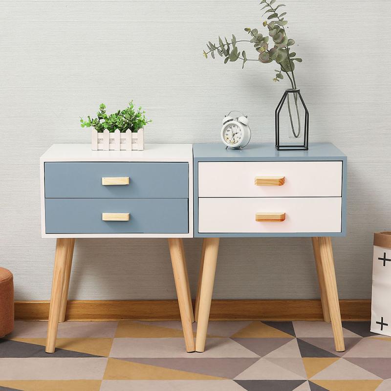Armoire-de-chevet-2-tiroirs-Table-de-nuit-caf-rangement-moderne-meuble-de-maison-commode-Simple