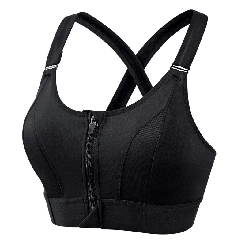 Soutien-gorge-de-sport-pour-femme-collant-haut-court-yoga-fermeture-clair-frontale-grande-taille-sangle
