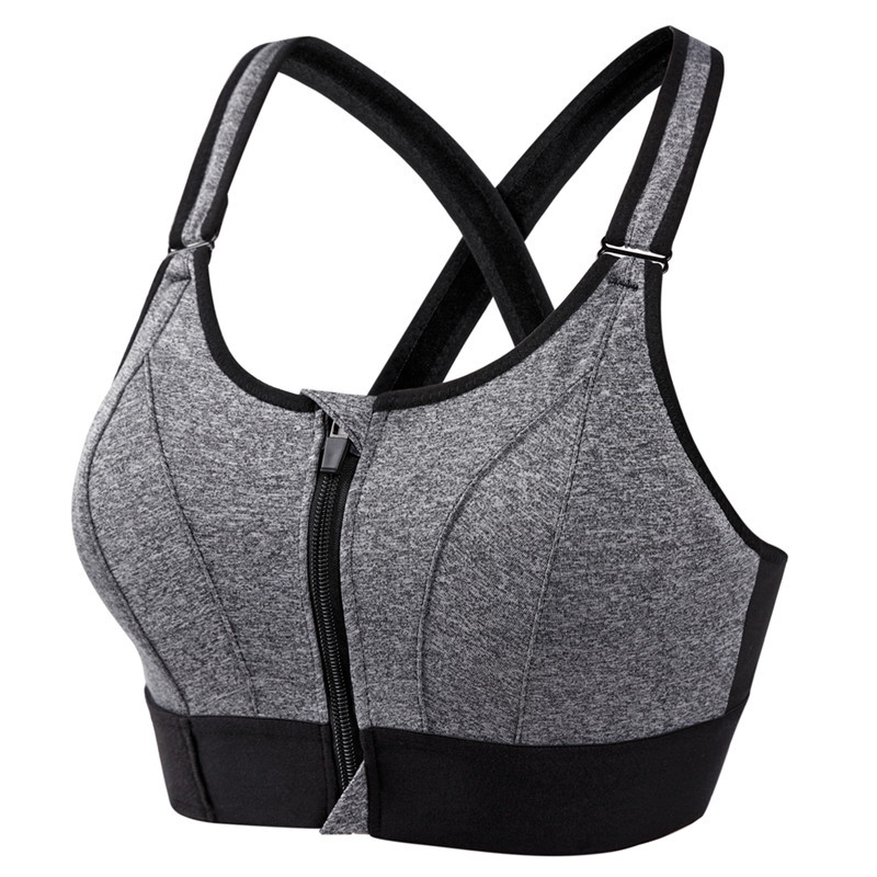 Soutien-gorge-de-sport-pour-femme-collant-haut-court-yoga-fermeture-clair-frontale-grande-taille-sangle
