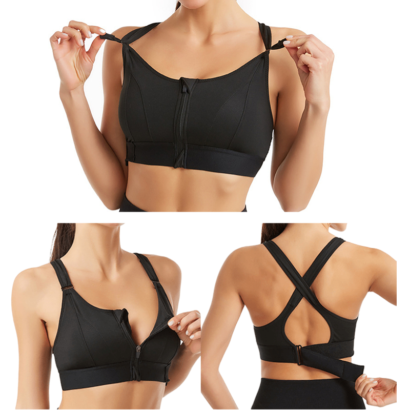 Soutien-gorge-de-sport-pour-femme-collant-haut-court-yoga-fermeture-clair-frontale-grande-taille-sangle