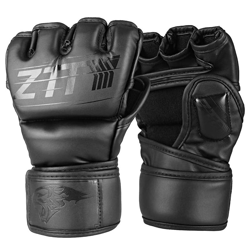 ZTTY-Gants-d-entra-nement-en-cuir-PU-pour-homme-demi-doigts-accessoires-de-boxe-MMA
