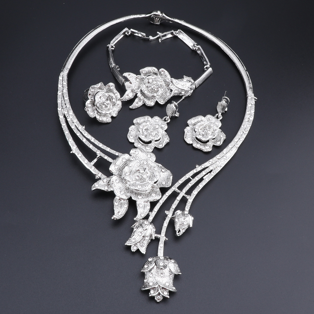 Ensemble-de-bijoux-pour-femmes-accessoires-de-mariage-couleur-or-cristal-Rose-fleur-collier-boucles-d