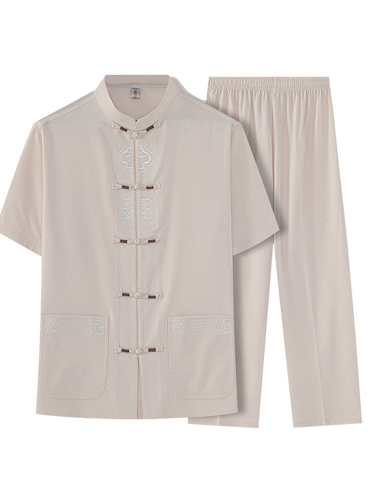 Ensemble chemise col mandarin et pantalon pour homme
