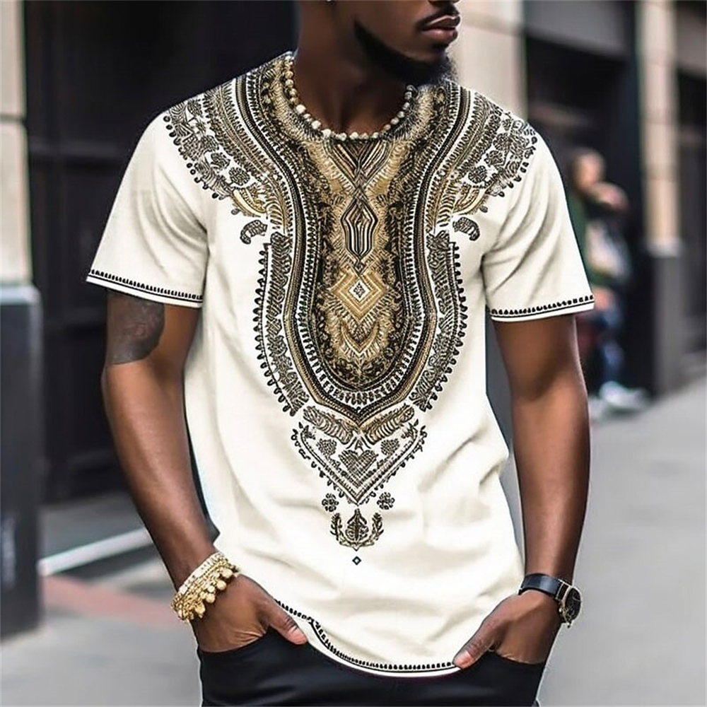 T-Shirt-Manches-Courtes-pour-Homme-V-tement-D-contract-Vintage-Imprim-Totem-Confortable-t