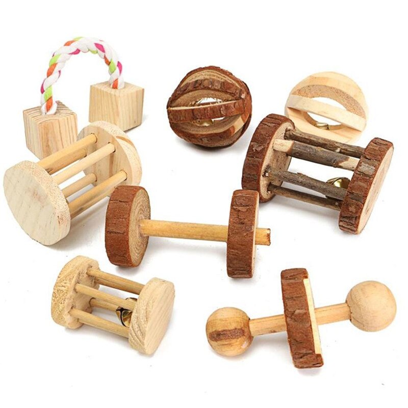 Mignon-naturel-lapins-en-bois-jouets-pin-halt-res-monocycle-cloche-rouleau-jouets-m-cher-pour