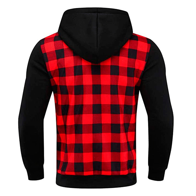 Blouson-aviateur-carreaux-manches-longues-pour-hommes-manteau-coupe-vent-cardigan-capuche-fermeture-clair-mince-d