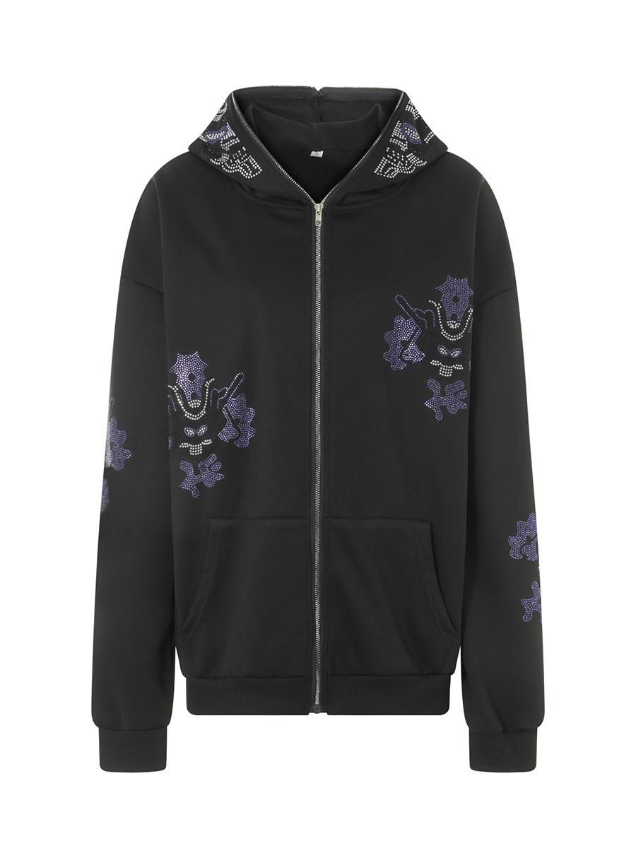 Sweatshirt à capuche motif floral pour femmes