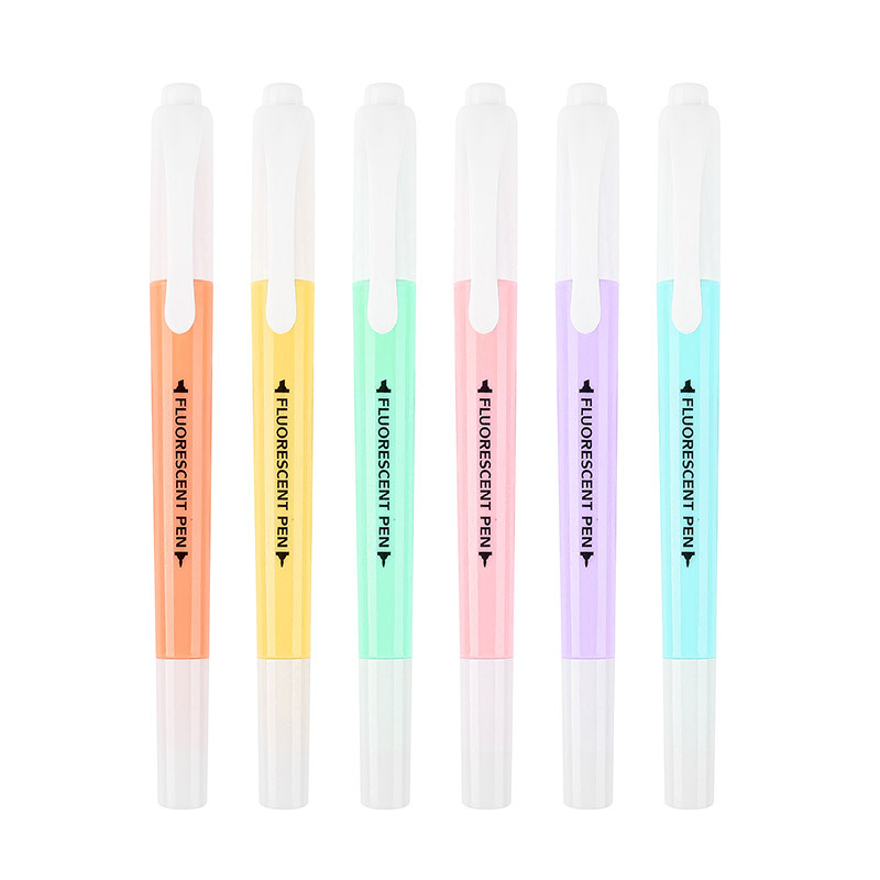 Marqueurs-Fluorescents-Double-T-te-pour-tudiant-6-Pi-ces-par-Set-Style-de-Dessin-Pastel