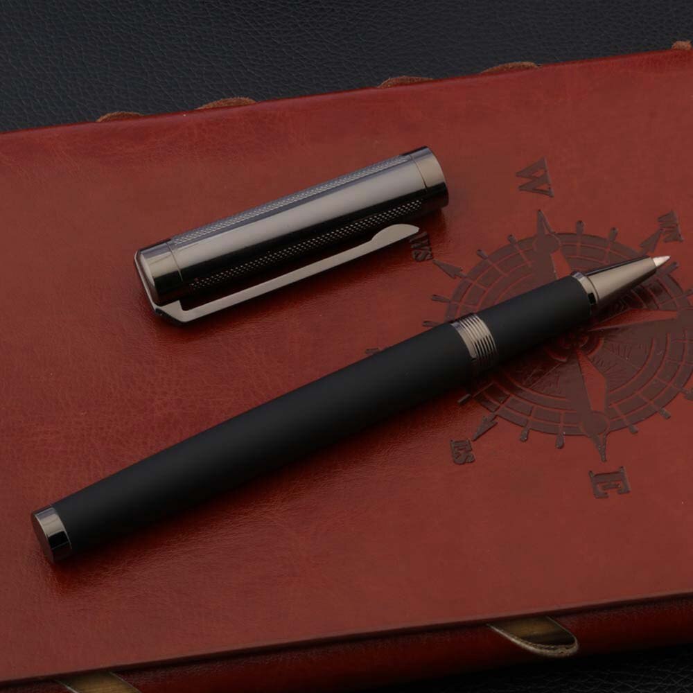 Stylo-bille-en-fibre-de-carbone-avec-bo-te-en-m-tal-stylo-encre-signature-noire