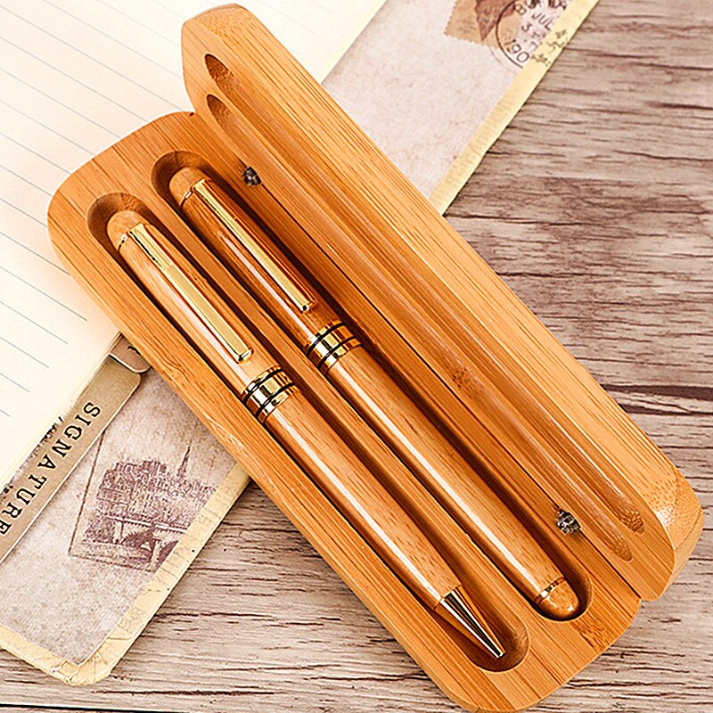 Coffret stylos aspect bois