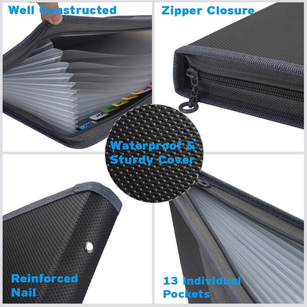 Classeur-Extensible-A4-avec-Fermeture-Glissi-re-13-Poches-Accord-on
