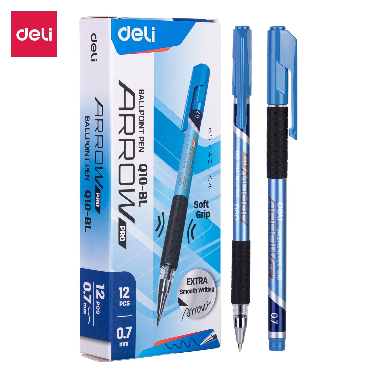 Deli-Stylos-bille-faible-viscosit-recharge-d-encre-signature-noir-bleu-bureau-cole-outils-d-criture
