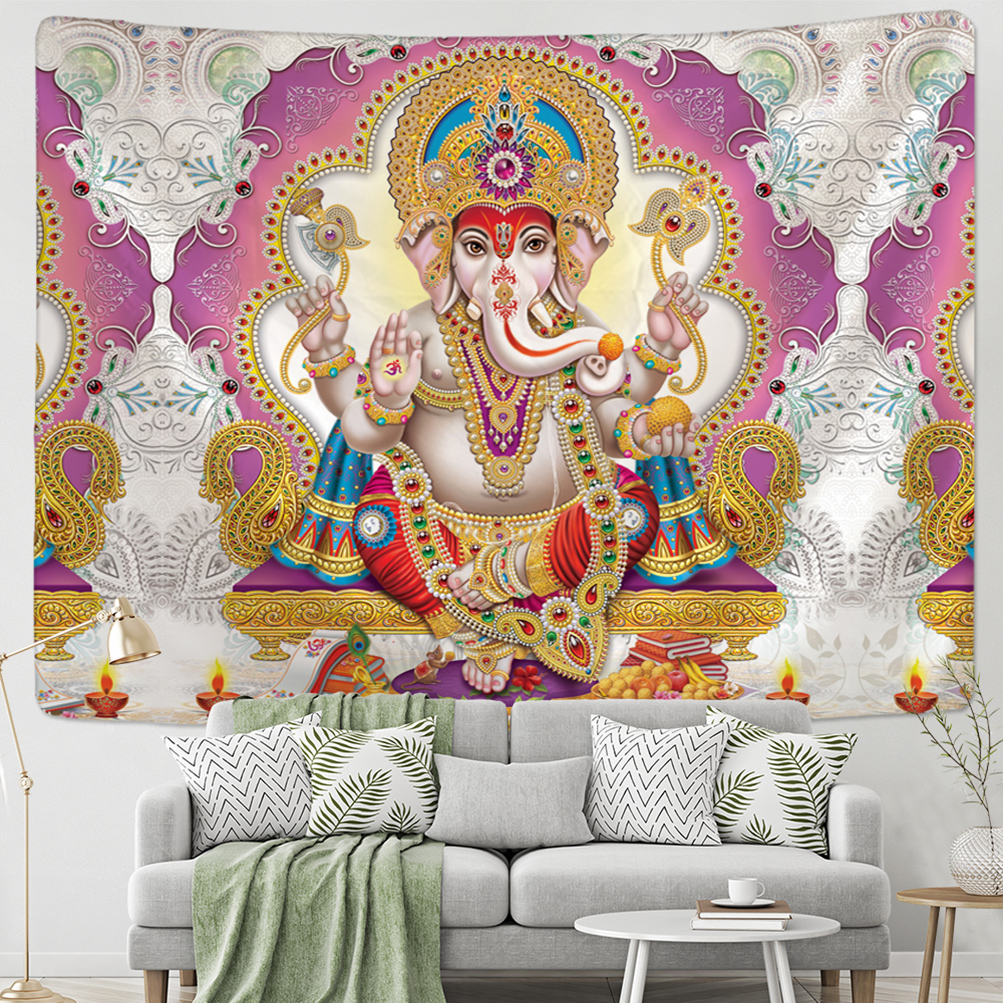 Tapisserie-murale-indienne-psych-d-lique-avec-imprim-3D-Mandala-Bouddha-l-phant-Impression-Boho-D