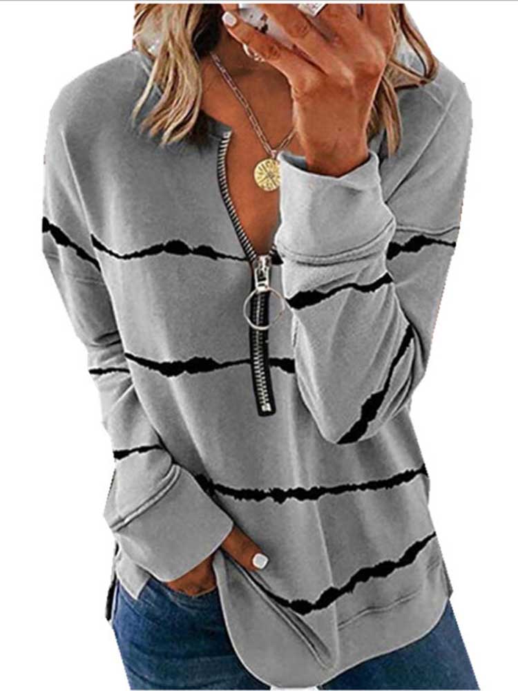 Femme-Ray-PVD-Printemps-Automne-Zip-Manches-sulfRay-Imprim-At-Pull-En-EFF-6460-Y