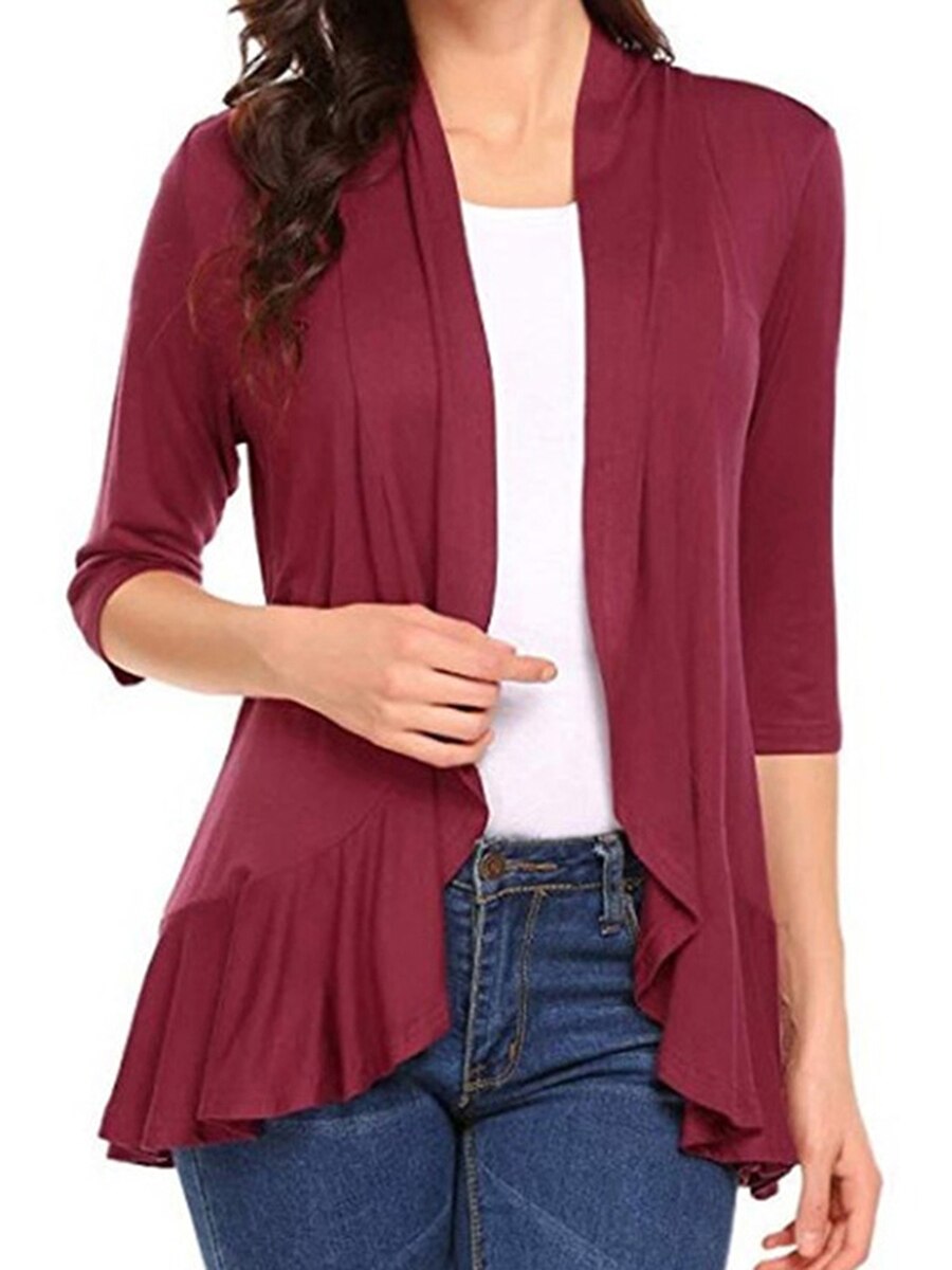 Cardigan-manches-3-4-pour-femme-ouvert-sur-le-devant-B-Embed-o-Shrugs-document-solide