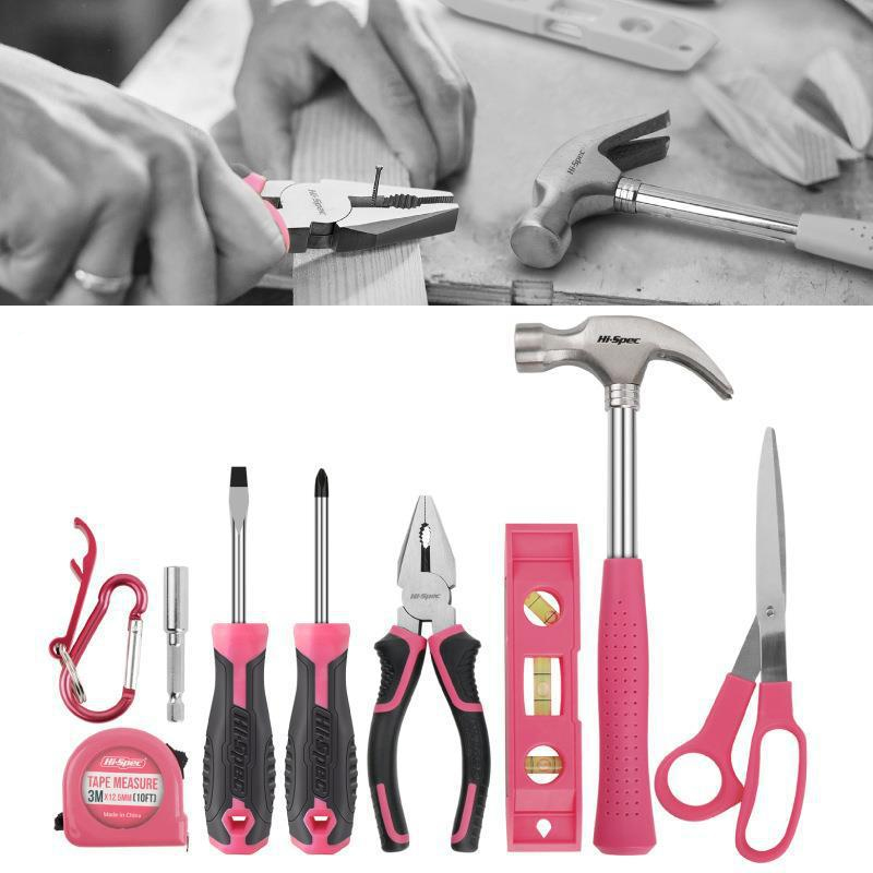 Bo-te-outils-de-r-paration-domestique-multifonctionnelle-ensembles-d-outils-m-nagers-roses-tournevis-lectrique