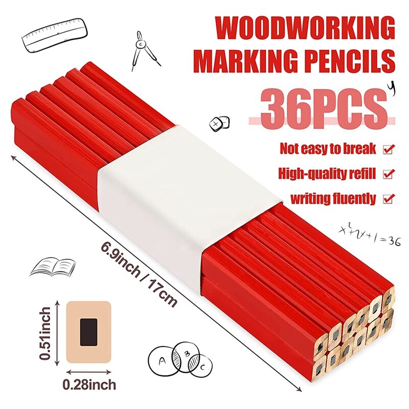 Crayons-de-construction-octogonaux-en-bois-dur-crayons-de-charpentier-plats-travail-de-calcul-et-de