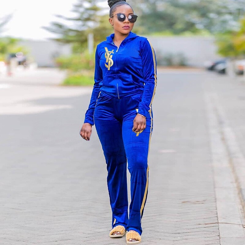Ensemble-deux-pi-ces-en-velours-pour-femmes-haut-et-pantalon-assortis-lettres-brod-es-surv