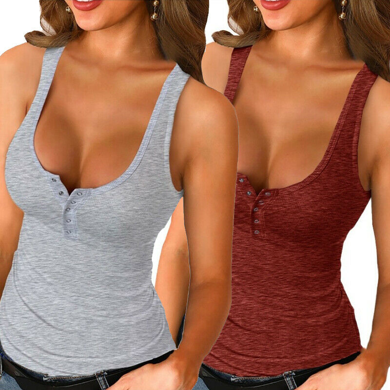 Femmes-sexy-fibrV-cou-glacerious-Y-Ladies-t-mince-coton-chemise-Camisole-sport-lastique-sous-v