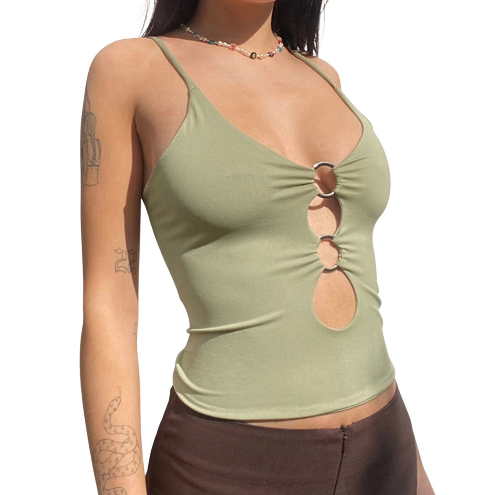 Top moulant ajouré couleur unie pour femme Mode/Chemisiers et