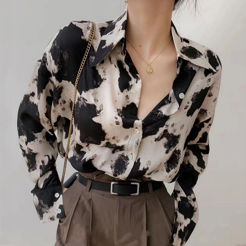 Chemises-boutonn-es-imprim-vache-pour-femmes-chemisier-manches-longues-mode-cor-enne-v-tements-en