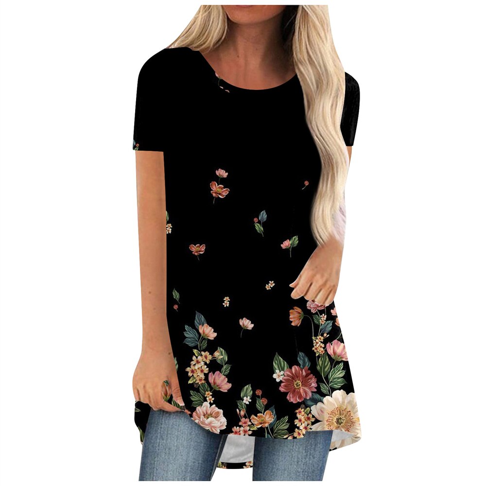 T-shirt-manches-courtes-pour-femmes-imprim-floral-3D-streetwear-vintage-tunique-t-shirts-grande-taille