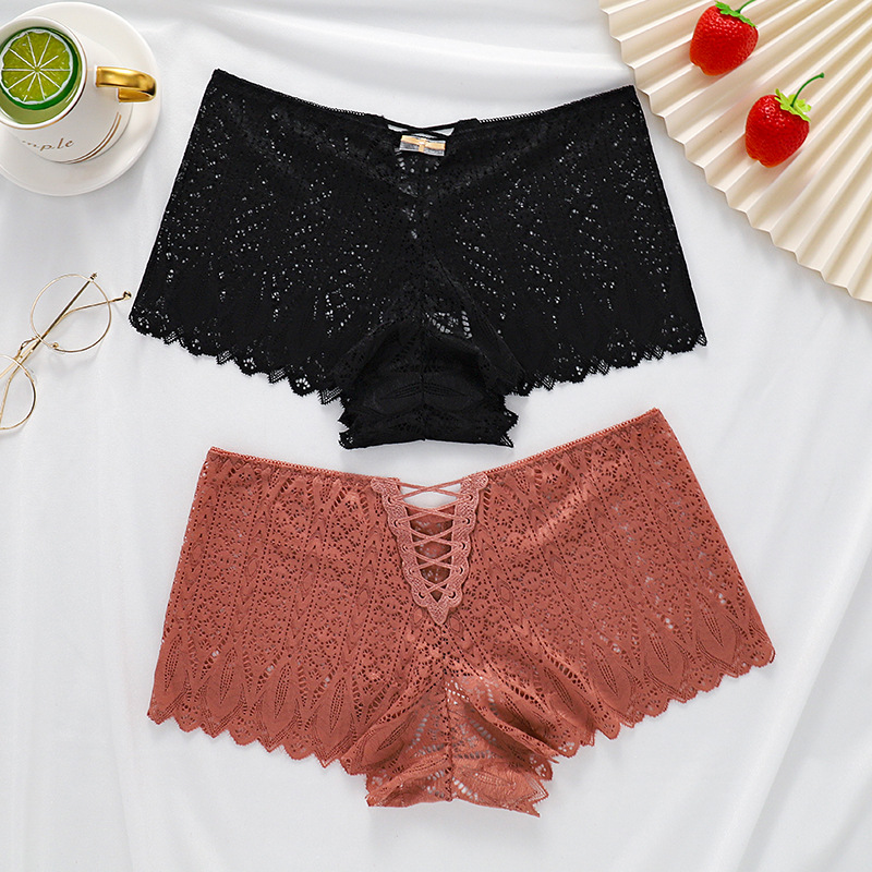 Culotte-sexy-en-dentelle-pour-femmes-bretelles-crois-es-taille-moyenne-n-ud-papillon-sous-v