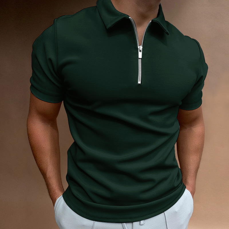 Polo-Manches-Courtes-pour-Homme-Streetwear-D-contract-Col-Rabattu-Fermeture-clair-t-2022